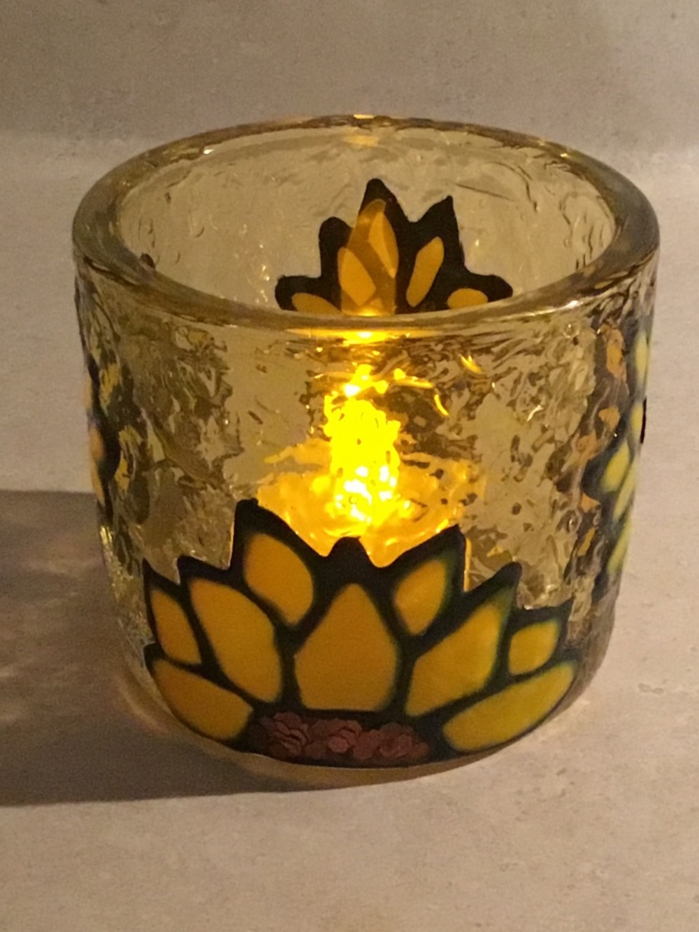 New Hand Painted 4 X 3 Inches Sunflower Tea Light